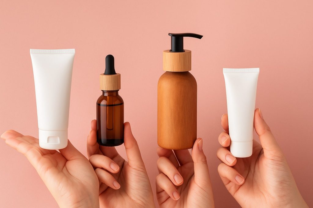 Produk skincare dasar berupa cleanser, serum, moisturizer, dan sunscreen untuk basic skincare routine pemula.